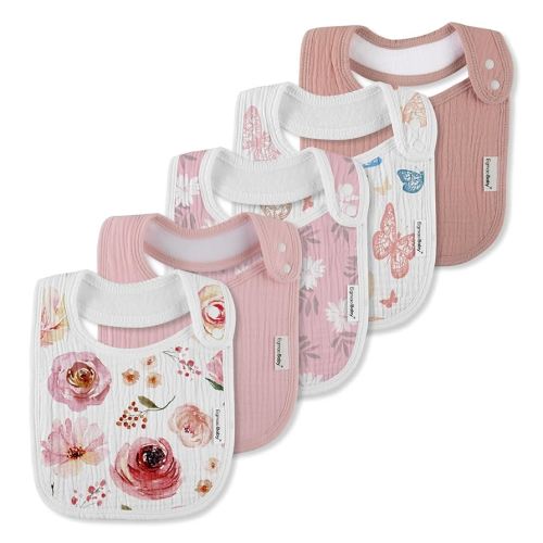 Muslin Bibs for Baby Boys Girls,Organic Muslin Baby Bib for Drooling and Teething,Soft Bandana Drool Bibs 5 Pack