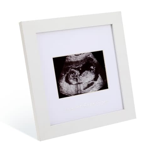 Baby Sonogram Picture Frame - Display 3.5x2.5" Ultrasound Photo, Wooden Pregnancy Announcement Sign, Gender Reveal Decorations for Expecting Parents, Baby Shower