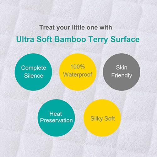 Waterproof Quilted Bassinet Mattress Pad Cover Compatible with Arm's Reach Clear-Vue, Cambria, Mini Ezee 2 in 1Co-Sleeper Bassinet 2 Pack, Ultra Soft Viscose Made from Bamboo Terry Surface - for Arm's Reach Co-Sleeper