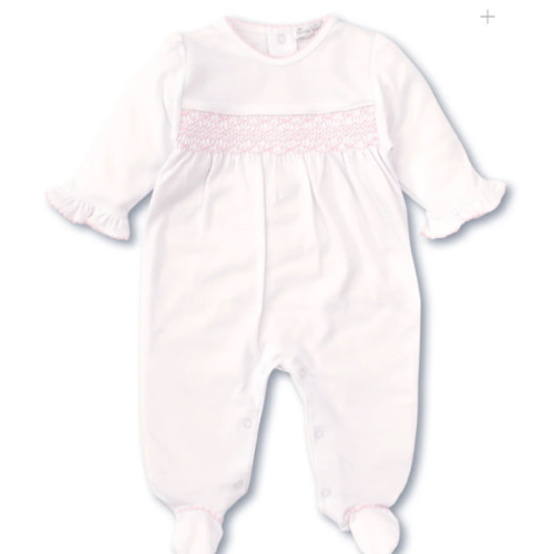 Hand Smocked CLB Charmed White/Pink Footie
