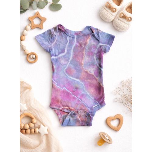 Baby Girl Onesie in Gumdrop Organic Geode Tie Dye, Newborn, Multiple Sizes Hand Dyed Ice Dye Baby Shower Gift