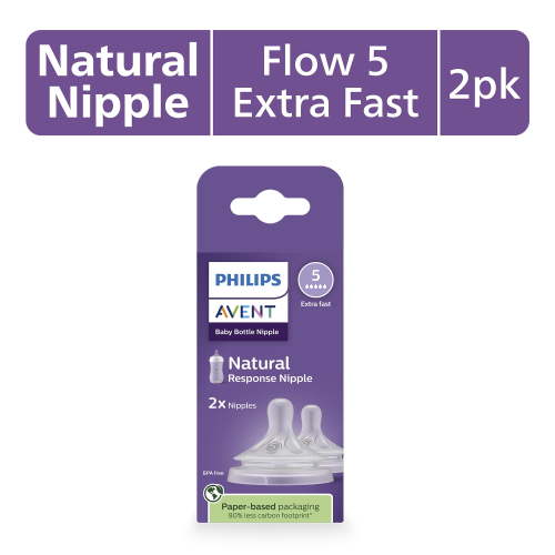 Philips Avent Natural Response Nipples, Extra Fast Flow (Flow 5), 2-Pack, SCY965/02