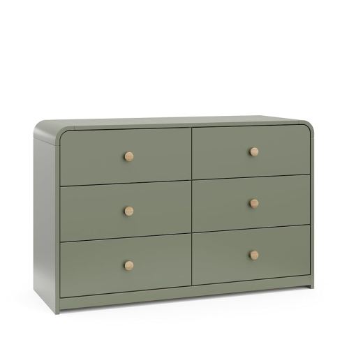 STORKCRAFT Santos 6 Drawer Bedroom Dresser (Olive & Natural) – GREENGUARD Gold Certified Dresser for Kids Bedroom with Interlocking Drawer System