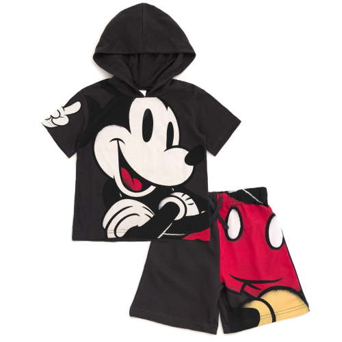 Disney Mickey Mouse Hooded T-Shirt and French Terry Shorts Outfit Set Toddler to Big Kid