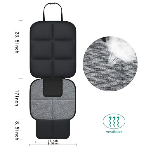 Car Seat Protector, Smart elf 2Pack Seat Protector Protect Child Seats with Thickest Padding and Non-Slip Backing Mesh Pockets for Baby and Pet