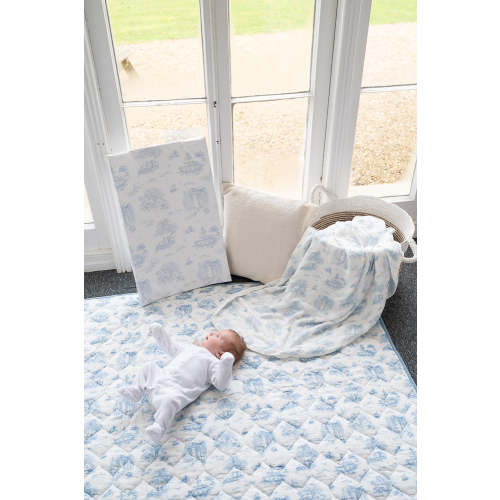 Spring Toile Blue Quilted Playmat