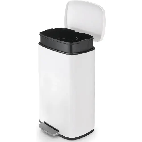 8 Gal Kitchen Trash Can, 30L Recycling or Garbage Bin, Brushed Stainless Steel Waste Basket, Soft&Quiet Close Dustbin, with Step-On Pedal, Removable Inner Bucket, for Home, Office, Living Room