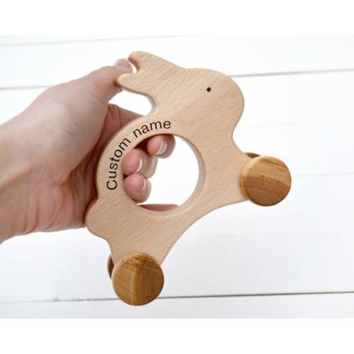 Personalized Wooden Bunny Push Toy: Baby's First Easter Gift - Etsy