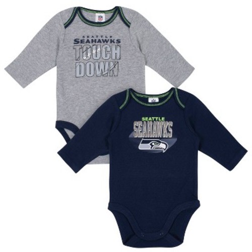 Gerber NFL Baby Boys' Long Sleeve Bodysuits, 2-Pack, Color: Seattle seahawks, Size: 3-6m