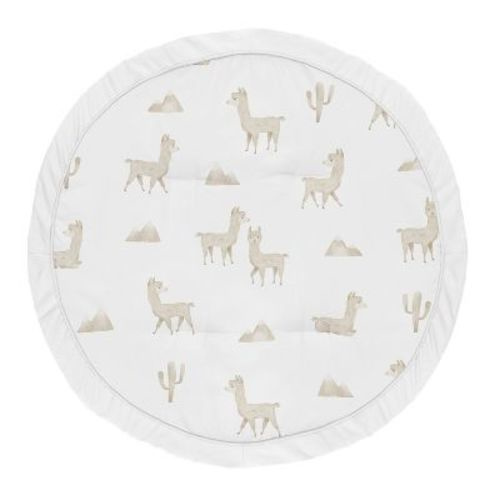 Sweet Jojo Designs Boy or Girl Gender Neutral Unisex Baby Tummy Time Playmat Boho Llama Taupe and White