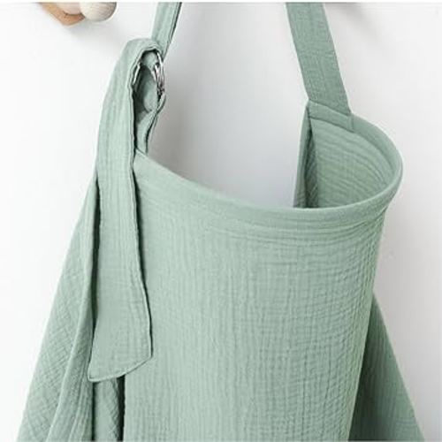 Muslin Nursing Covers for Breastfeeding, Privacy Breast Feeding Cover with Arch Neckline for Mom and Baby, Breathable 100% Cotton Nursing Apron Multi-use Stroller Cover