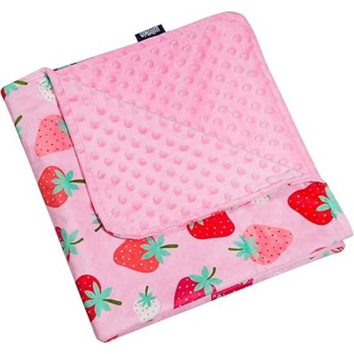 Wildkin Plush Throw Blanket for Toddler Boys and Girls, Perfect Size for Daycare and Ideal for Travel, Super Soft Throw Blankets Measures 39.5 x 28 x 0.5 Inches (Strawberry Patch)