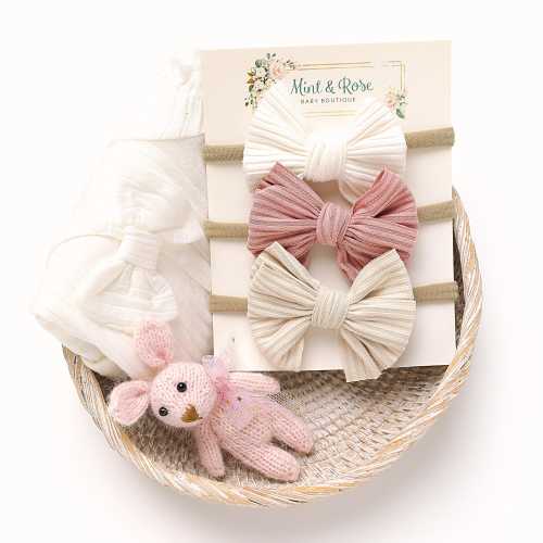 Baby Girl Headband SET, Baby Bow Bundle, Neutral Newborn Headbands, Toddler Hair Clips, Infant Hair Bows, Newborn Bows, Baby Shower Gift,