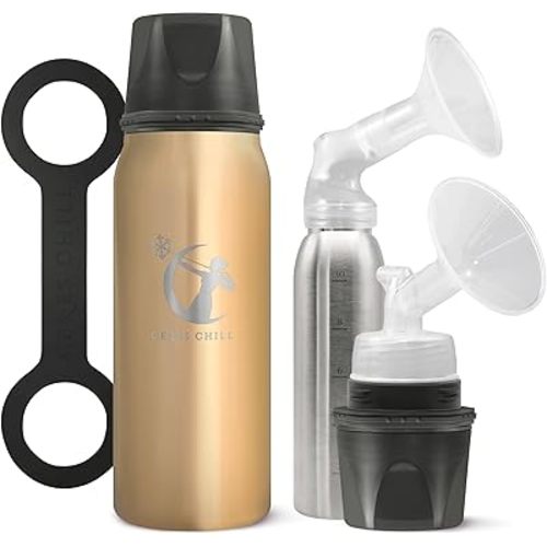 CERES CHILL OG Breastmilk Chiller & Warmer – 12–34oz Portable Breast Milk Cooler, Storage & Baby Bottle for Travel, Work or On-The-Go – Pump Compatible Container – You’re So Golden