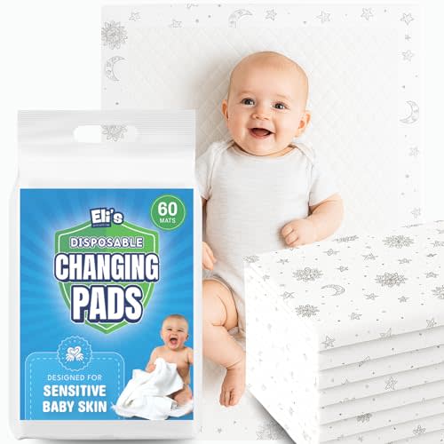 Eli with Love Disposable Baby Changing Pads - Soft, Waterproof & Leakproof Liners Absorbent Underpads - Large Travel Size Diaper Changing Mat for Home, Car, Diaper Bag - (60 Pack, Boho)