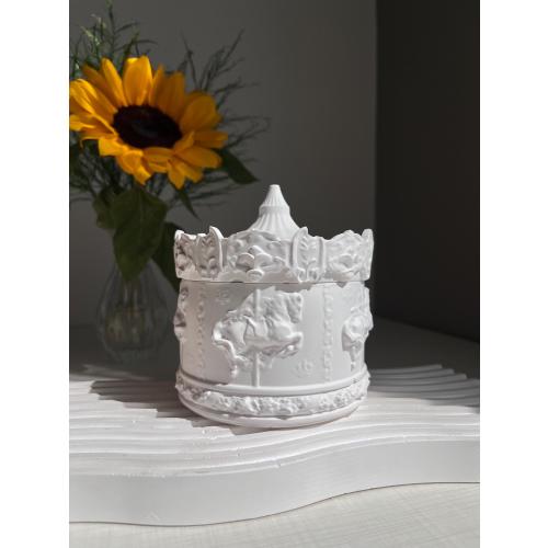 Vintage carousel jewelry box, unique organizer for rings and trinkted, empty decorative stone box