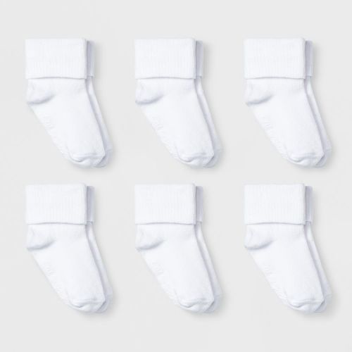 Baby 6pk Turn Cuff Socks - Cat & Jack™ White