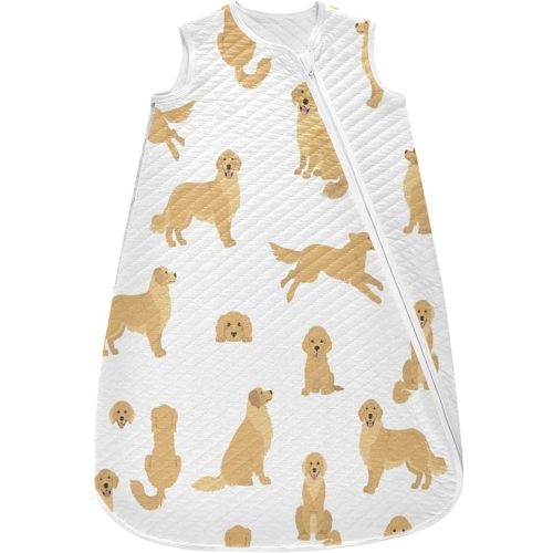 vvfelixl Golden Retriever Dogs Adult Goldies and Puppy Set Baby Wearable Blanket,Swaddle Transition Sleeping Bag for Infant,Sleep Sack for Newborn Baby,Sleep Suit for Toddler 6-12M
