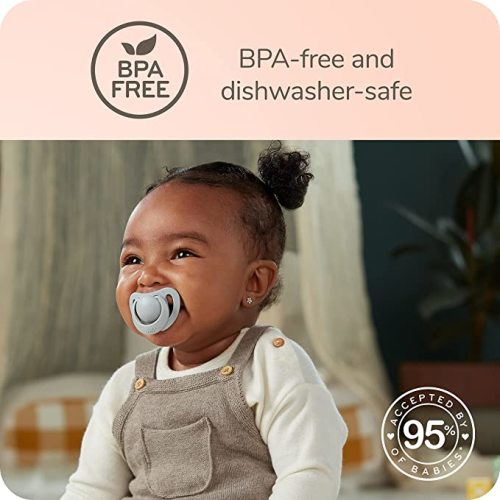 NUK for Nature™ Orthodontic Pacifier, 0-6m, 4-Pack, Neutral - White + Green - 0-6 Month