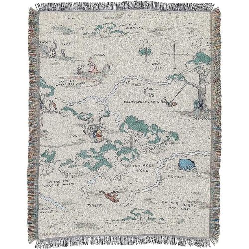 Northwest Winnie The Pooh Woven Tapestry Throw Blanket, 48" x 60", Hundred Acre Woods