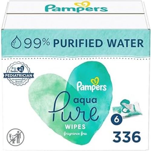 Pampers Aqua Pure Sensitive Baby Wipes - 336 Count, 99% Water, Hypoallergenic, Unscented