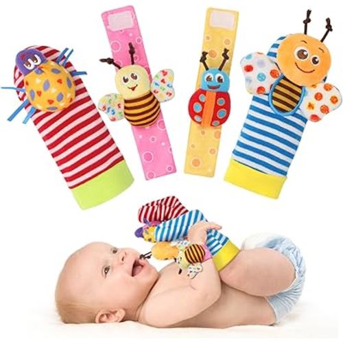 Bloobloomax Baby Rattles Toys for 0-12 Month, Infant Girl Boy Toys for Babies 3-6 Months, Newborn Hand & Foot Toys for 0 to 9 Months, Baby Shower Gifts Set with Wrist Rattle Socks