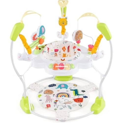 BABY JOY Baby Jumpers and Bouncers, Infant Activity Center with Music Lights Sounds, 360° Rotating Seat and 3 Adjustable Heights, Baby Play and Learning Center for 6-12 Months