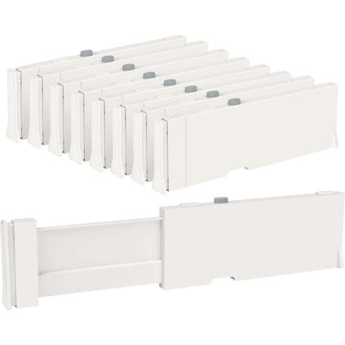 Drawer Dividers for Clothes 8 Pack, Adjustable 4" High Expandable from 11.6"-17" Dresser Drawer Organizer, Plastic Drawers Separators for Dresser, Baby Clothes, Kitchen and Office Storage