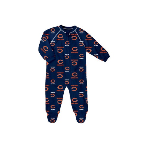 Newborn Navy Chicago Bears Allover Print Raglan Full-Zip Jumper