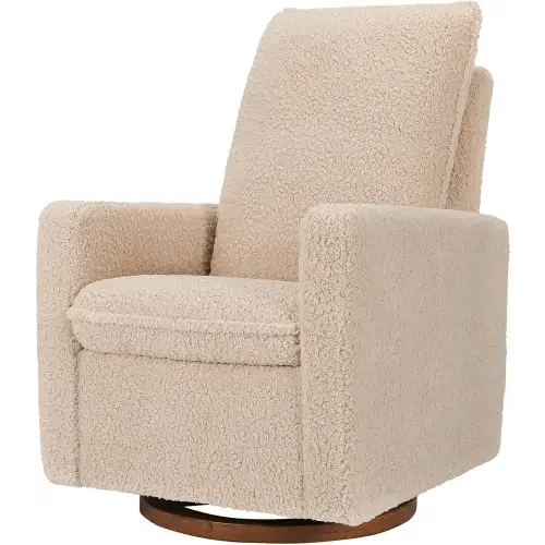 Babyletto Cali Pillowback Swivel Glider - Chai Shearling w/Dark Wood B – Albee Baby