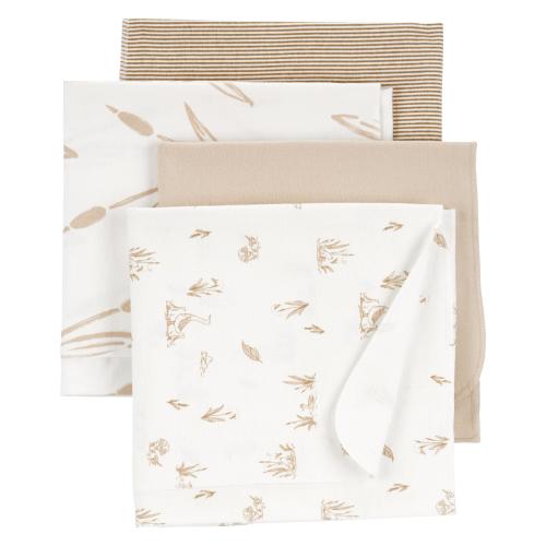 Baby 4-Pack Duck Receiving Blankets - Style,Brown/Ivory