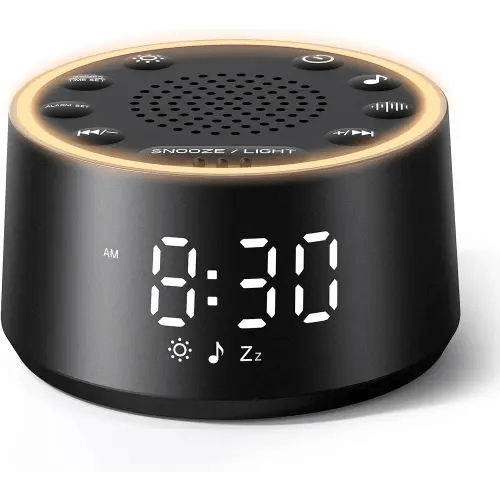 Dreamegg Sound Machine for Sleep - D1 Nova White Noise Sound Machine for Baby Adult with Alarm Clock, Soothing Sounds, Dimmable, White Noise Alarm Clocks for Bedrooms Heavy Sleepers Travel, Black