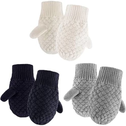 Bamery Warm Baby Knitted Gloves Cotton Toddler Mittens For Boys Girls Winter Infant Mitts 0-3 Years
