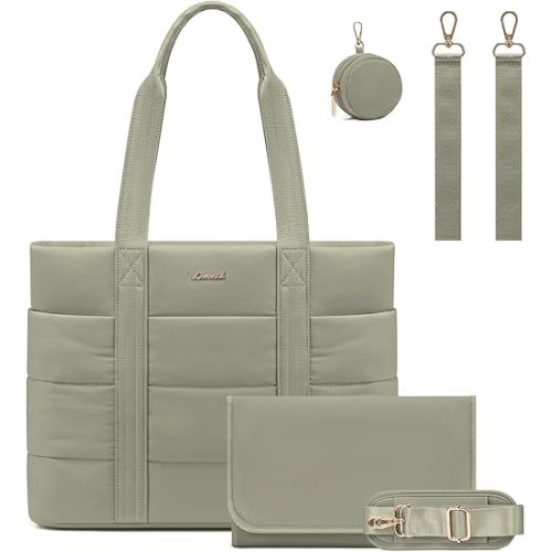 LOVEVOOK Diaper Bag Tote, 15.6inch Puffer Baby Diaper Bag Waterproof Travel Diaper Tote with Changing Pad Pacifier Case