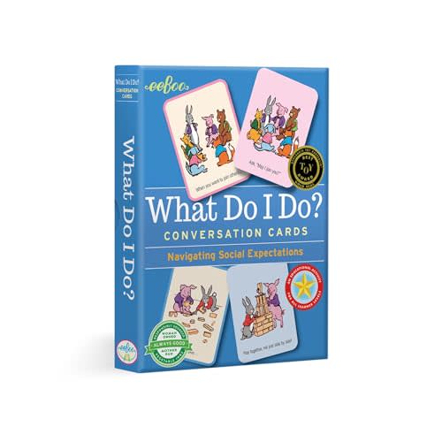 eeBoo: What Do I Do? Conversation Flashcards, Helps Develop Empathy Through Illustrations of Social Situations That Show Complex Emotions, Valuable Communication Skills Formed, for Ages 3 and up