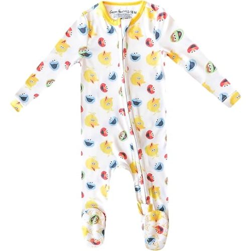 Copper Pearl Zip-Up Footie Baby Pajamas: Ultra-Soft Boys Pajamas and Girls Pajamas, Premium Knit Fabric in Stylish Prints, Tag-Free with Two-Way Zipper, Sized Newborn to 24 Months, Sesame Scribbles