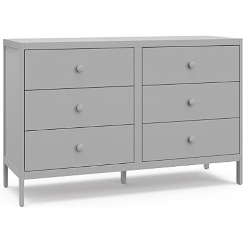 Graco Theo 6 Drawer Dresser (Pebble Gray) - GREENGUARD Gold Certified, Interlocking Drawer System, Dresser Drawer Organizer for Nursery & Kids Bedroom