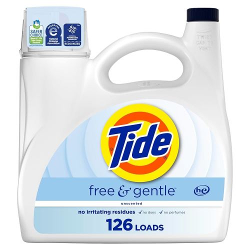 Tide Free & Gentle Liquid Laundry Detergent, 126 Loads, 166 fl oz, Tide Laundry Detergent, Clean Laundry Detergent