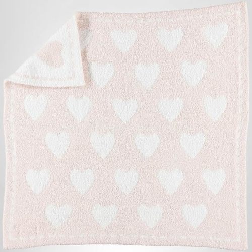Barefoot Dreams® CozyChic® Dream Receiving Blanket, Pink-White Hearts, 30"x30"