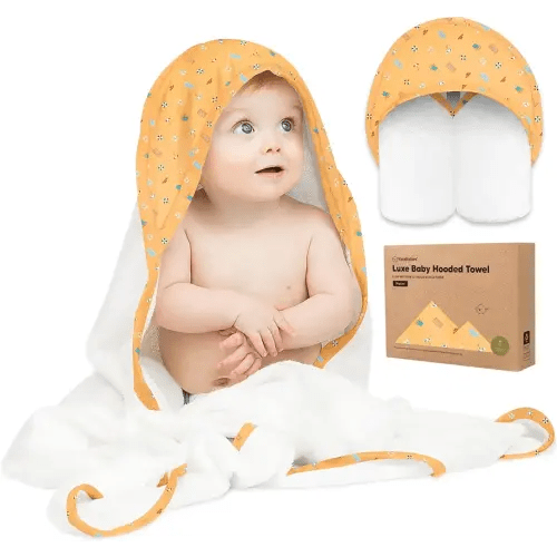 KeaBabies Hooded Baby Towel for Newborn - Viscose Derived from Bamboo Large Baby Bath Towels with Hood for Boys, Girls, Toddler, Extra Absorbent & Soft Newborn Bath Essentials (Beach Day)