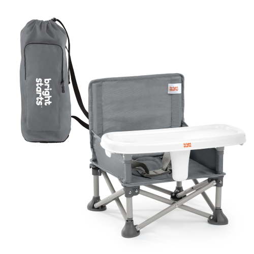 Bright Starts Pop 'N Sit Portable Booster, Grey, Infant to Toddler