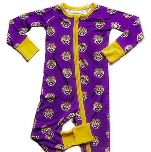 LSU Tigers PURPLE Baby Double Zipper Romper Pajamas - 14980013