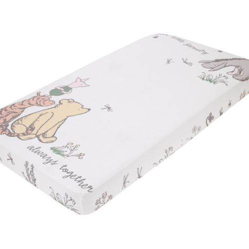 NoJo Disney Classic Pooh Naturally Friends Ivory and Taupe 100% Cotton Photo Op Fitted Crib Sheet