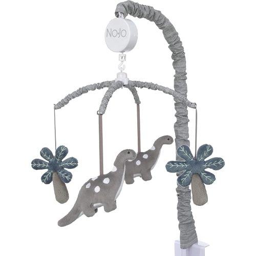 NoJo Baby-Saurus Gray Brontosaurus & Palm Tree Musical Mobile, Grey, Charcoal