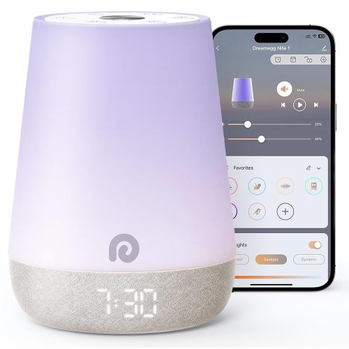Dreamegg Nite 1 - Baby Sound Machine, Sleep Trainer, Night Light for Kids, Ok to Wake Alarm Clock, 34 Soothing Sounds, App Control, White Noise Sound Machine for Baby Kids Toddler Nursery(Joyous Bird)