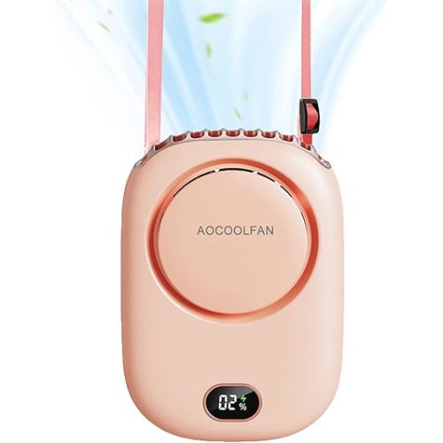 Portable Neck Fan, Mini Small Personal Handheld Fan USB Rechargeable 3 Speed for Girls Boys Woman Eyelash Travel Home Office Outdoor (Pink)