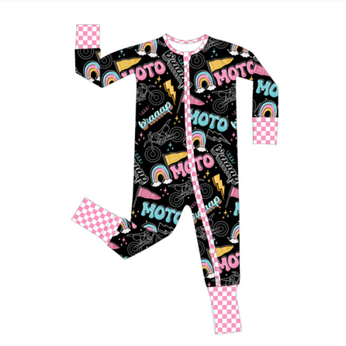 Moto Girl Zip Up Pajamas (0/3M - 18/24M) | Strictly Wild