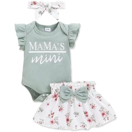 Newborn Infant Clothes Baby Girl Dress Summer Toddler Outfit Cute Girl Romper Skirt Set+Headband