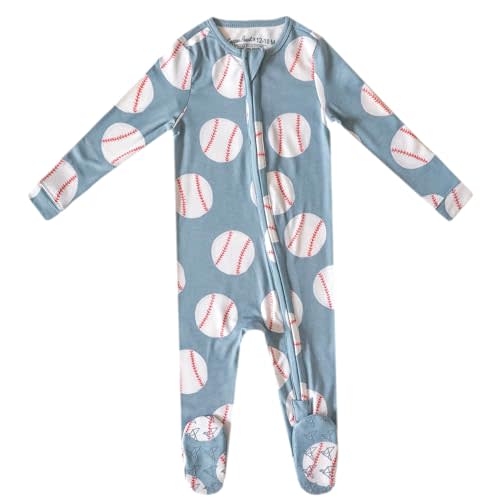 Copper Pearl Zip-Up Footie Baby Pajamas: Ultra-Soft Boys Pajamas and Girls Pajamas, Premium Knit Fabric in Stylish Prints, Tag-Free with Two-Way Zipper, Sized Newborn to 24 Months, Slugger