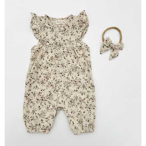 Baby Girl Cotton Floral Jumper Romper with Bow | OPTIONS| Jennifer WHEAT Floral